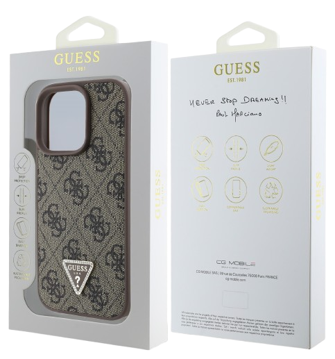 GUESS CARCASA TRIANGLE STRASS IPHONE 16 PRO MAX MARRON