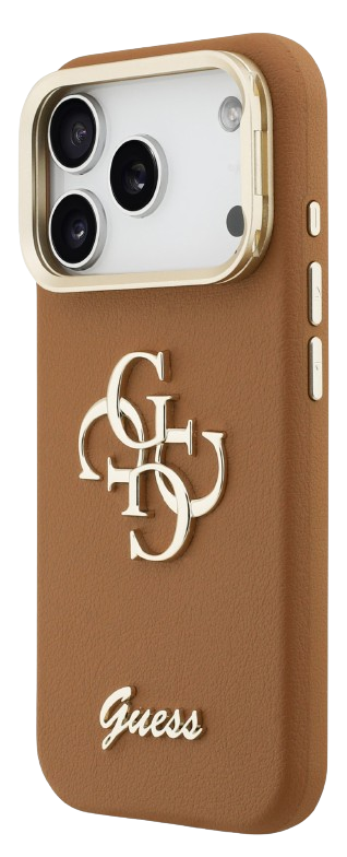 GUESS CARCASA GRAINED 4G SOPORTE CAMARA IPHONE 17 PRO MARRON