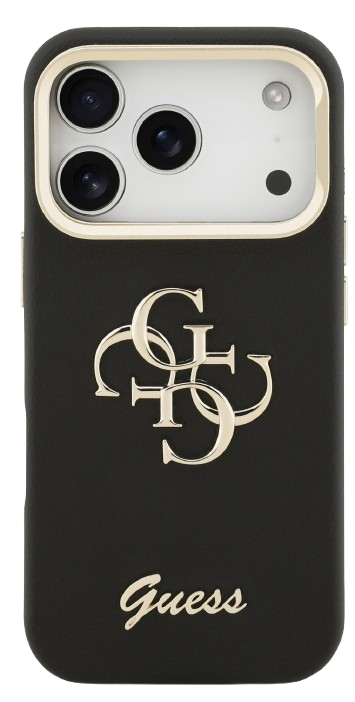 GUESS CARCASA GRAINED 4G SOPORTE CAMARA IPHONE 17 PRO MAX NEGRO