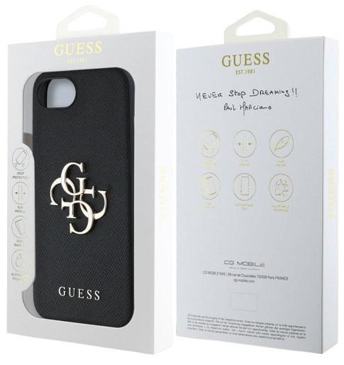 GUESS CARCASA GRAINED 4G IPHONE 16e NEGRO