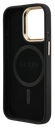 GUESS CARCASA MAGSAFE 4G TRIANGLE SOPORTE CAMARA IPHONE 15 PRO MAX NEGRO