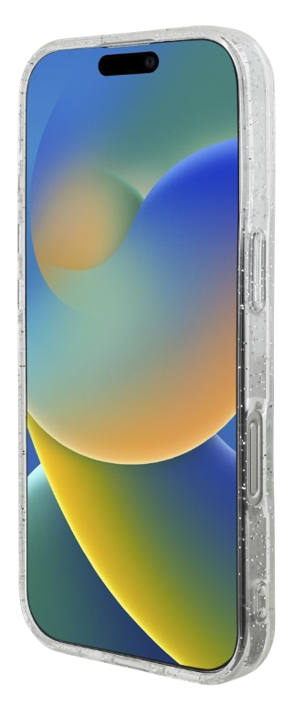 GUESS CARCASA MAGSAFE GLITTER PEARL STRAP IPHONE 16 PRO TRANSPARENTE