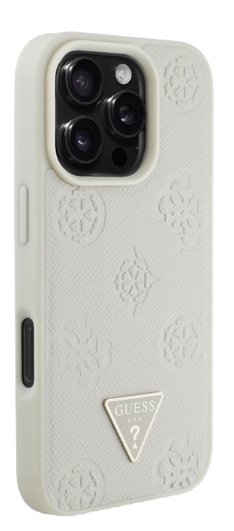 GUESS CARCASA MAGSAFE GRAINED PEONY TRIANGLE IPHONE 16 PRO BEIGE
