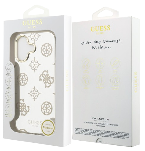 GUESS CARCASA MAGSAFE MIRROR GLITTER IPHONE 16 DORADO