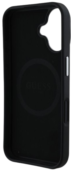 GUESS CARCASA GRAINED MAGSAFE TRIANGLE LOGO IPHONE 16 NEGRO