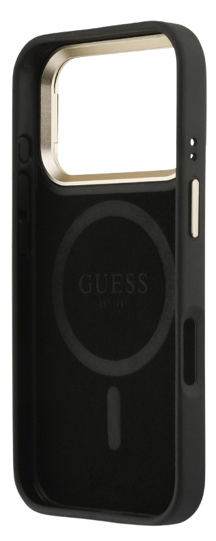 GUESS CARCASA MAGSAFE 4G TRIANGLE SOPORTE CAMARA IPHONE 17 PRO NEGRO