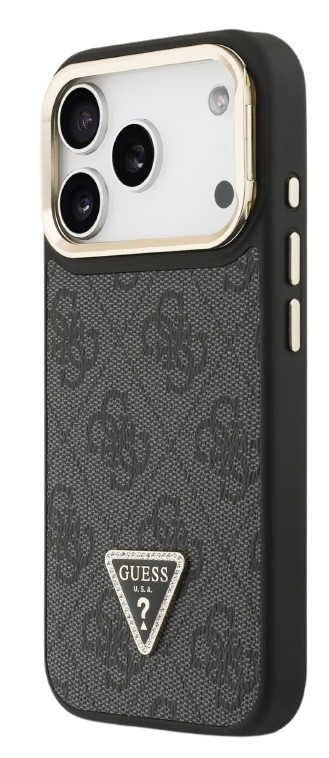 GUESS CARCASA MAGSAFE 4G TRIANGLE SOPORTE CAMARA IPHONE 17 PRO NEGRO