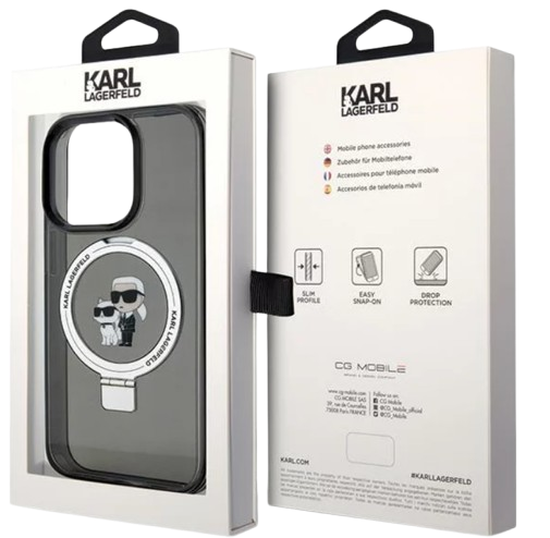 KARL LAGERFELD CARCASA MAGSAFE RINGSTAND KC IPHONE 16 PRO MAX NEGRO