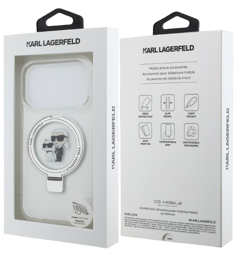KARL LAGERFELD CARCASA MAGSAFE RINGSTAND KC IPHONE 17 PRO BLANCO