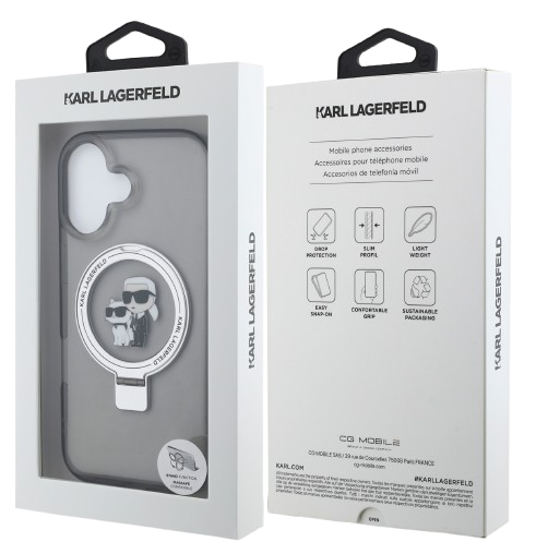 KARL LAGERFELD CARCASA MAGSAFE RINGSTAND IPHONE 17 NEGRO