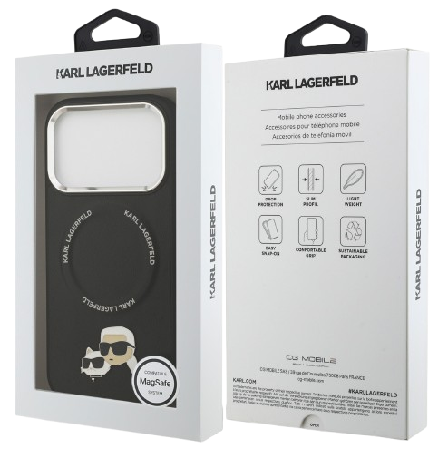 KARL LAGERFELD CARCASA MAGSAFE K&C PINS IPHONE 17 PRO MAX NEGRO
