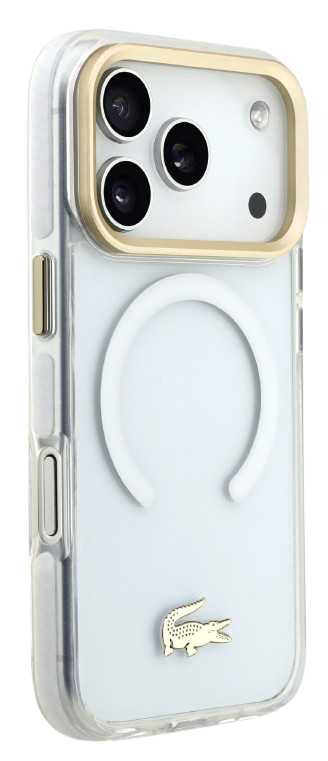 LACOSTE CARCASA MAGSAFE SHOCKPROOF IPHONE 17 PRO DORADO/BLANCO
