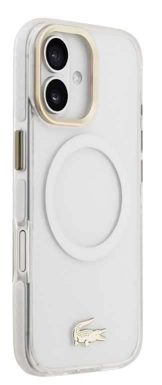 LACOSTE CARCASA MAGSAFE SHOCKPROOF IPHONE 17 DORADO/BLANCO