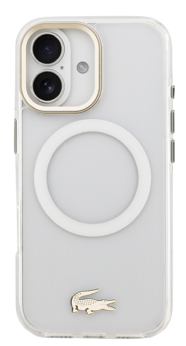 LACOSTE CARCASA MAGSAFE SHOCKPROOF IPHONE 17 DORADO/BLANCO