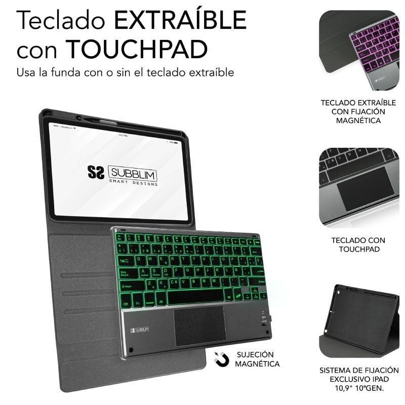 SUBBLIM FUNDA TECLADO RETROILUMINADO IPAD 10.9 (10 GEN)