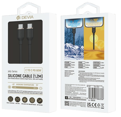 DEVIA CABLE JELLY USBc - LIGHTNING NEGRO