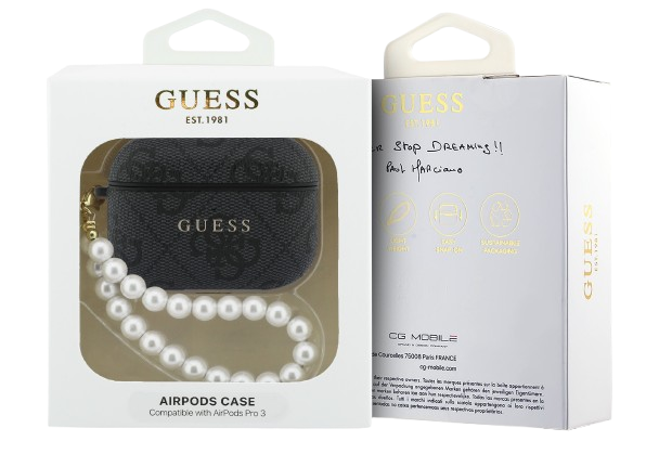 GUESS FUNDA PEARL STRAP 4G AIRPODS PRO 3 NEGRO