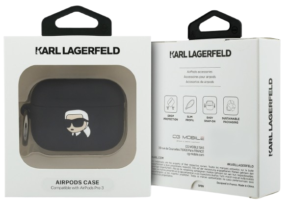 KARL LAGERFELD FUNDA SILICONA NFT 3D AIRPODS PRO 3 NEGRO