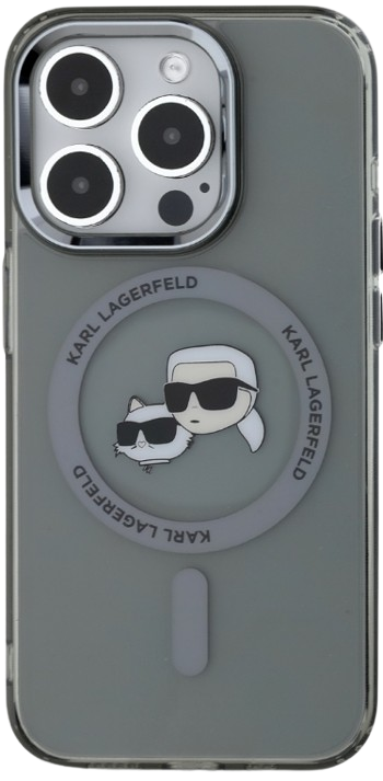 KARL LAGERFELD CARCASA MAGSAFE IML K&C HEADS IPHONE 15 PRO MAX NEGRO