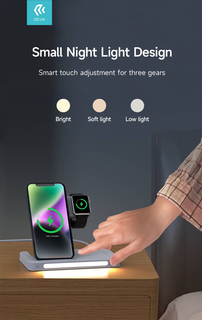 DEVIA cargador induccion apple watch/movil/airpods wireless 3 en 1