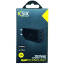 KSIX CARGADOR 67 W, Multipuerto 2 X Usb-C + 1 X USB NEGRO