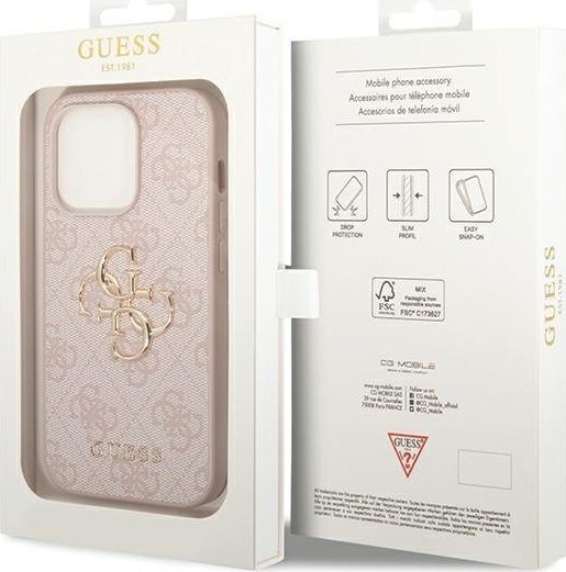 GUESS carcasa 4G METAL LOGO IPHONE 15 PRO MAX ROSA
