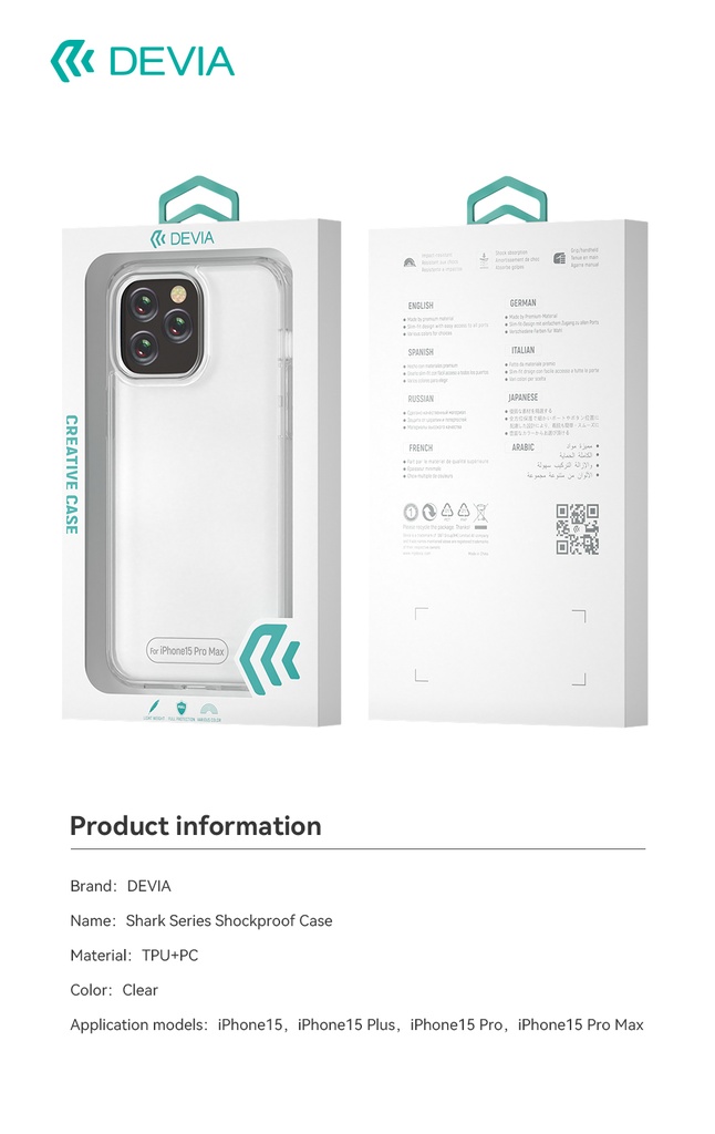 DEVIA CARCASA SHARK IPHONE 15 PRO MAX