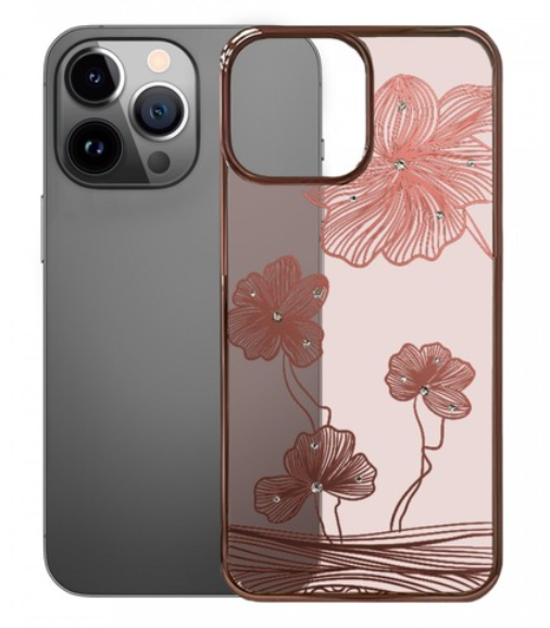 DEVIA carcasa CRYSTAL FLORA iphone 13 PRO ROSA