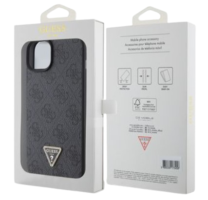 GUESS CARCASA 4G TRIANGLE STRASS IPHONE 15 NEGRO