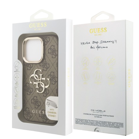 GUESS CARCASA 4G SOPORTE CAMARA IPHONE 16 PRO MAX MARRON