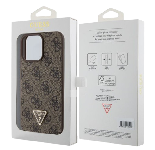 GUESS CARCASA 4G TRIANGLE STRASS IPHONE 15 PRO MAX MARRON