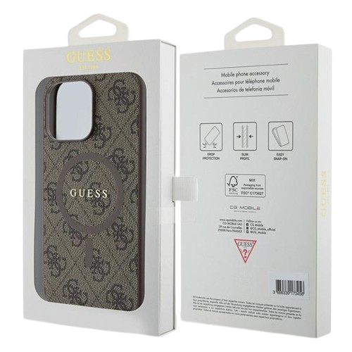 GUESS CARCASA MAGSAFE RING CLASSIC LOGO IPHONE 16 PRO MARRON