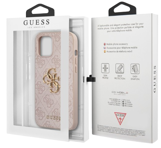 GUESS carcasa METAL LOGO iphone 13 ROSA