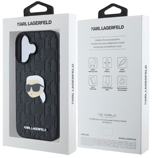 KARL LAGERFELD CARCASA KARL PIN IPHONE 16 PLUS NEGRO
