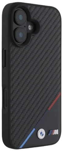 BMW CARCASA MAGSAFE CARBON TRICOLOR IPHONE 16 PLUS NEGRO