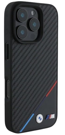 BMW CARCASA MAGSAFE CARBON TRICOLOR IPHONE 16 PRO NEGRO