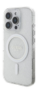 GUESS CARCASA MAGSAFE GLITTER PEARL STRAP IPHONE 16 PRO TRANSPARENTE