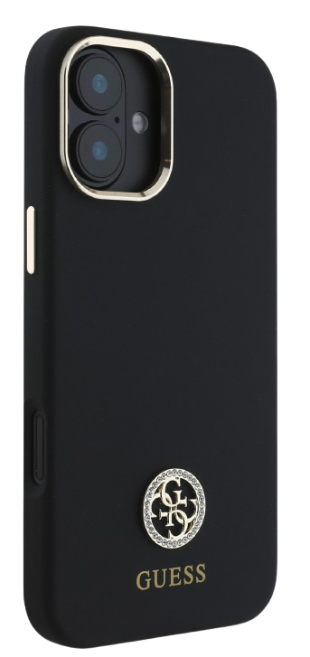 GUESS CARCASA SILICONE STRASS IPHONE 16 PLUS NEGRO