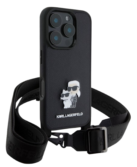 KARL LAGERFELD CARCASA K&C PIN CROSSBODY STRAP IPHONE 16 PRO NEGRO