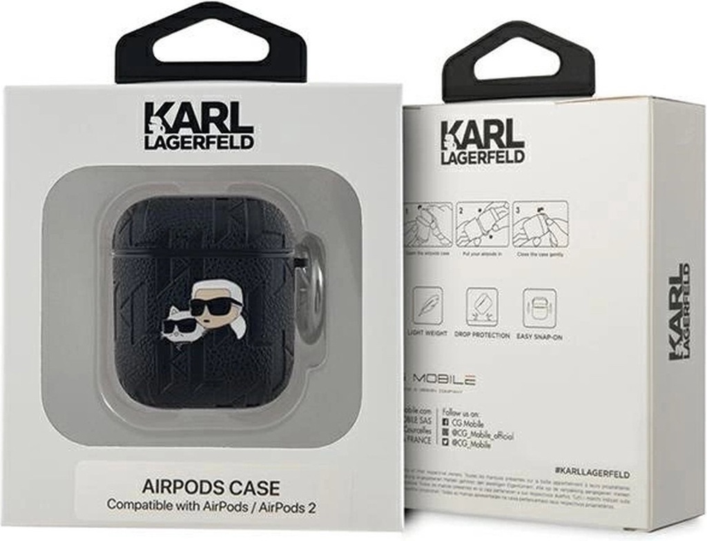 KARL LAGERFELD FUNDA K&C HEAD PIN AIRPODS 1/2 NEGRO