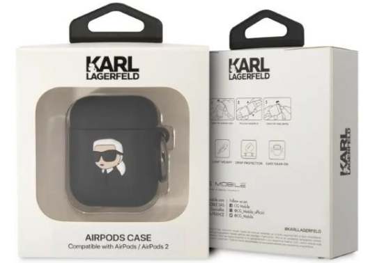 KARL LAGERFELD FUNDA 3D KARL SILICONA AIRPODS 1/2 NEGRO