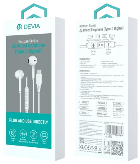 DEVIA AURICULAR KINTONE A3 TIPO C BLANCO