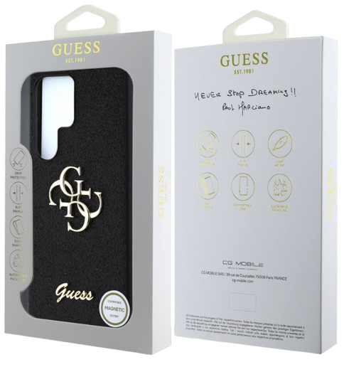 GUESS CARCASA 4G GLITTER SAMSUNG GALAXY S25 ULTRA NEGRO