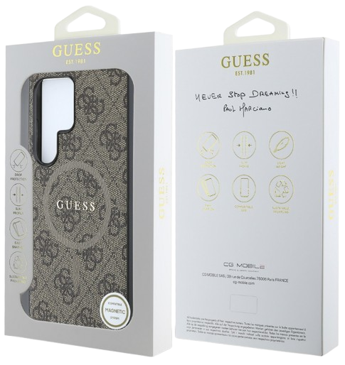 GUESS CARCASA MAGSAFE RING SAMSUNG GALAXY S25 ULTRA MARRON