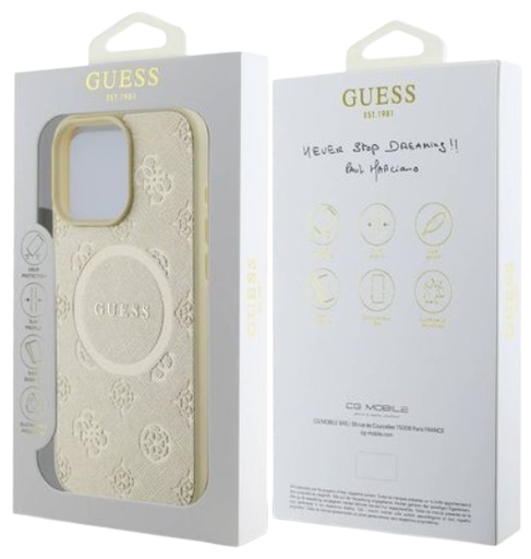 GUESS CARCASA MAGSAFE PEONY IPHONE 16 PRO MAX DORADO