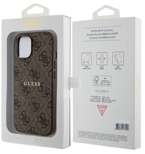 GUESS CARCASA MAGSAFE RING CLASSIC LOGO IPHONE 15 PLUS MARRON