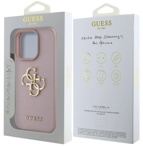 GUESS CARCASA GRAINED 4G IPHONE 15 PRO MAX ROSA