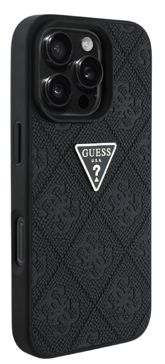 GUESS CARCASA GRAINED 4G STAMP TRIANGLE IPHONE 16 PRO MAX NEGRO