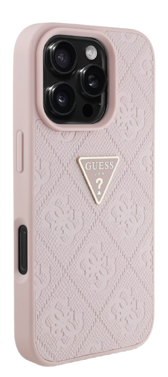 GUESS CARCASA GRAINED 4G STAMP TRIANGLE IPHONE 16 PRO ROSA