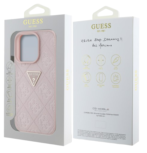 GUESS CARCASA GRAINED 4G STAMP TRIANGLE IPHONE 16 PRO ROSA
